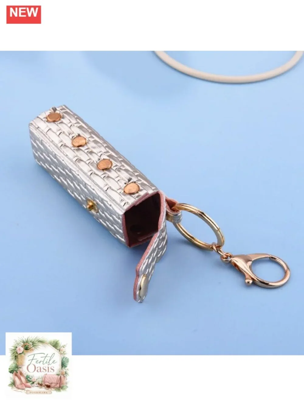 Stainless Steel Lipstick Holder Keychain Organizer for Purse Bag Charm